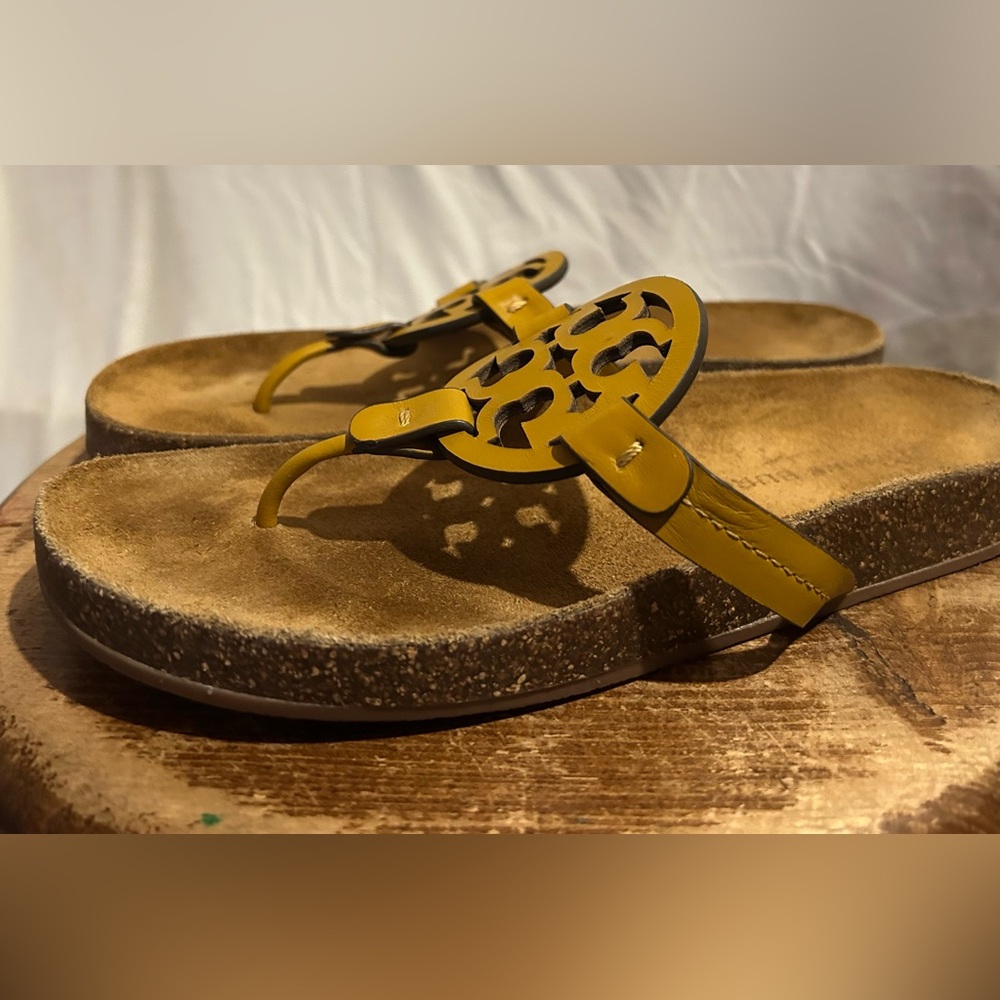Tory Burch Miller Cloud sandals size 8.5 in a mustard color